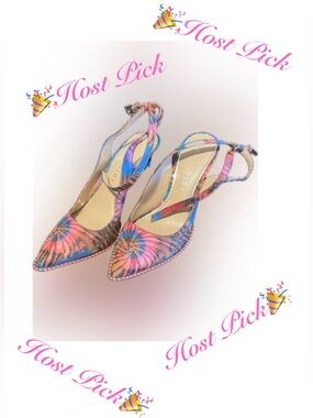 Gianni Bini Multicolor Tie-Dye Pointed Slingback Heels
